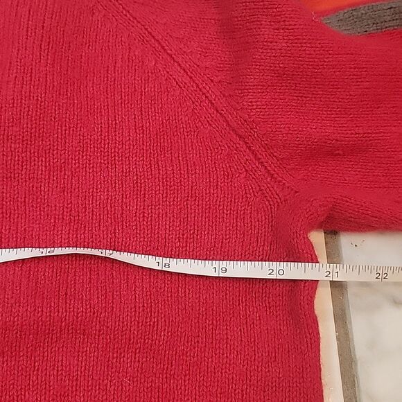 Merrell Mens red wool quarter zip sweater Size L - Picture 7 of 9